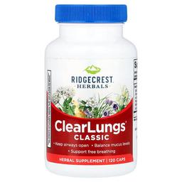 릿지 크러스트 허벌 RidgeCrest Herbals, ClearLungs® 클래식, 캡슐 120정