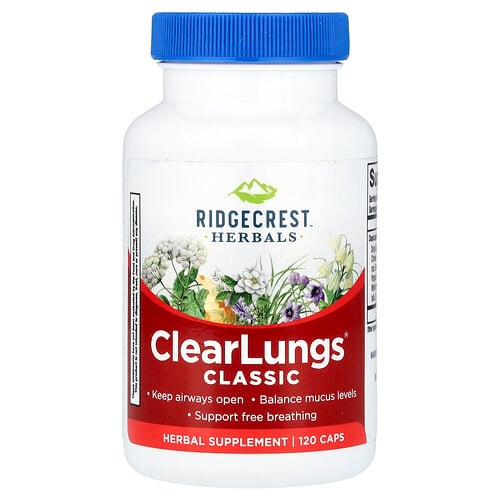 릿지 크러스트 허벌 RidgeCrest Herbals, ClearLungs® 클래식, 캡슐 120정 상세 이미지