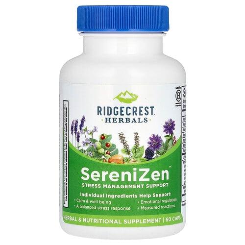 릿지 크러스트 허벌 RidgeCrest Herbals, SereniZen, 스트레스 관리 지원, 캡슐 60정 상품 이미지