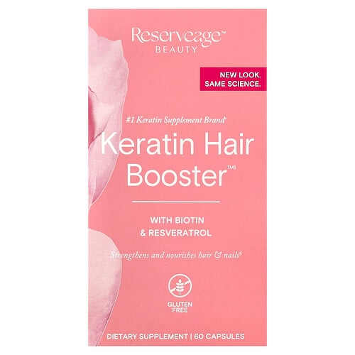 리저브에이지 뷰티 Reserveage Beauty, Keratin Hair Booster, 비오틴 및 레스베라트롤 함유, 캡슐 60정 상세 이미지