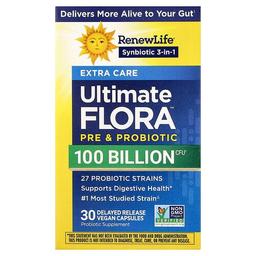 리뉴 라이프 Renew Life, 엑스트라 케어, Ultimate Flora™ 프로바이오틱, 300억CFU, 지연 방출 베지 캡슐 100정