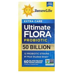 리뉴 라이프 Renew Life, Extra Care Ultimate Flora™ 프로바이오틱, 50억CFU, 지연 방출 베지 캡슐 60정
