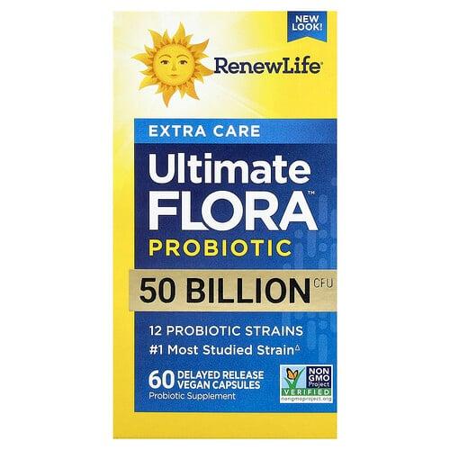 리뉴 라이프 Renew Life, Extra Care Ultimate Flora™ 프로바이오틱, 50억CFU, 지연 방출 베지 캡슐 60정 상품 이미지