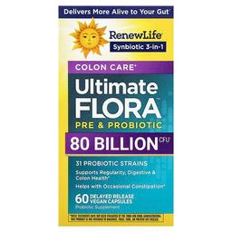 리뉴 라이프 Renew Life, 대장 케어 Ultimate Flora™ 프로바이오틱, 지연 방출 비건 캡슐 60정