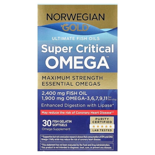 리뉴 라이프 Renew Life, Norwegian Gold®, Super Critical Omega™, 맥시멈 강도, 피쉬 젤라틴 소프트젤 30정 상세 이미지