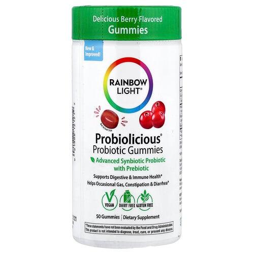 레인보우 라이트 Rainbow Light, Probiolicious 프로바이오틱 구미젤리, 맛있는 베리, 구미젤리 50개 상품 이미지