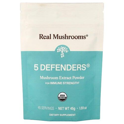 Real Mushrooms, 5 Defenders®, 유기농 버섯 추출물 분말, 45g(1.59oz) 상품 이미지