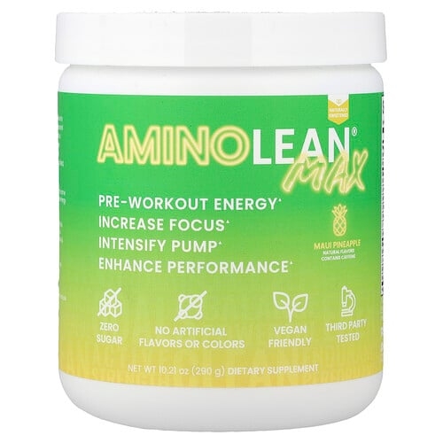 RSP Nutrition, AminoLean® 맥스, 운동 전 에너지 증진, 마우이 파인애플 맛, 290g(10.21oz) 상세 이미지