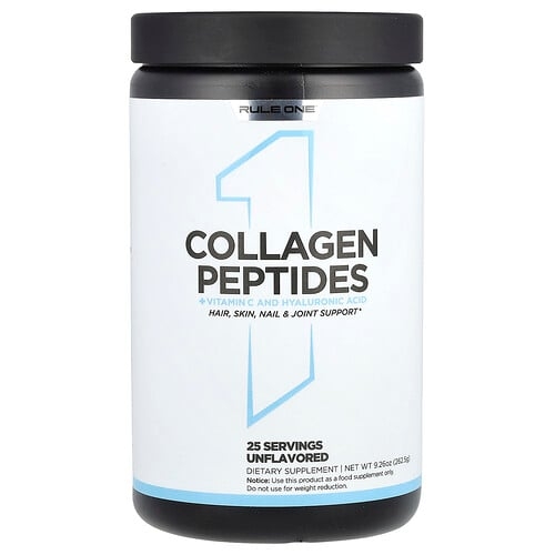 룰 원 프로틴 Rule One Proteins, 콜라겐 펩타이드, 비타민C 및 히알루론산, 무맛, 262.5g(9.26oz) 상세 이미지