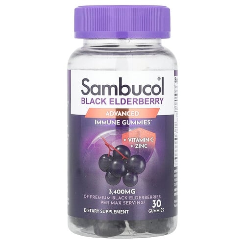 삼부콜 Sambucol, 블랙 엘더베리, 비타민C 및 아연 함유, 구미젤리 30개 상세 이미지
