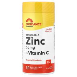 선댄스 비타민 Sundance Vitamins, 흡수성 아연 + 비타민C, 빠른 방출 소프트젤 50정