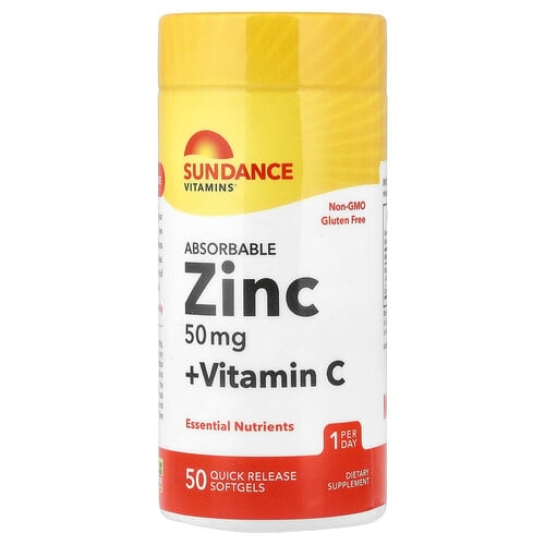 선댄스 비타민 Sundance Vitamins, 흡수성 아연 + 비타민C, 빠른 방출 소프트젤 50정 상세 이미지