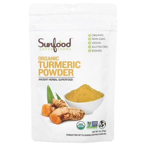 선푸드 Sunfood, 유기농 강황 분말, 113g(4oz) 상세 이미지