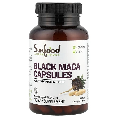 선푸드 Sunfood, 블랙 Maca 캡슐, 800mg, 캡슐 90정 상세 이미지