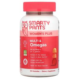스마티팬츠 SmartyPants, 여성용 플러스, 멀티 & 오메가 구미젤리, 딸기, 오렌지, 레몬 크림, 구미젤리 90개