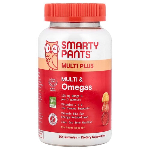 스마티팬츠 SmartyPants, 멀티 플러스, 멀티 & 오메가 구미젤리, 레몬, 오렌지 & 딸기 바나나, 구미젤리 90개 상세 이미지