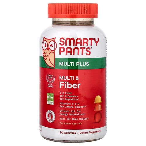 스마티팬츠 SmartyPants, 멀티 플러스, 종합 및 섬유소 구미젤리, 딸기, 오렌지 & 레몬, 구미젤리 90개 상세 이미지