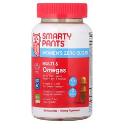 스마티팬츠 SmartyPants, 여성용 설탕 무함유, 멀티 & 오메가 구미젤리, 오렌지 맛, 구미젤리 90개