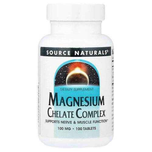 소스 네츄럴 Source Naturals, 마그네슘 킬레이트 복합체, 100mg, 100정 상품 이미지