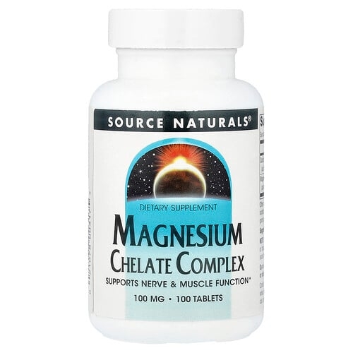 소스 네츄럴 Source Naturals, 마그네슘 킬레이트 복합체, 100mg, 100정 상세 이미지