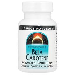 소스 네츄럴 Source Naturals, 베타카로틴, 7,500mcg(25,000IU), 소프트젤 100정