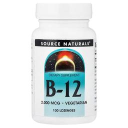 소스 네츄럴 Source Naturals, 비타민B-12, 2,000mcg, 사탕 정제 100정