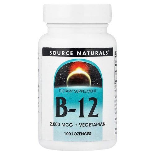 소스 네츄럴 Source Naturals, 비타민B-12, 2,000mcg, 사탕 정제 100정 상품 이미지