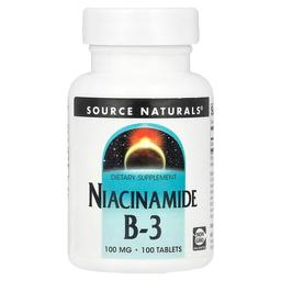 소스 네츄럴 Source Naturals, 나이아신아마이드 B-3, 100mg, 100정