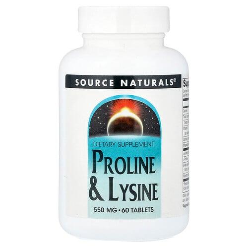 소스 네츄럴 Source Naturals, 프롤린 & 라이신, 60정 상품 이미지