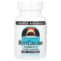 소스 네츄럴 Source Naturals, 메틸코발라민, 체리 맛, 5mg, 사탕 정제 60정