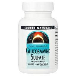 소스 네츄럴 Source Naturals, 글루코사민 황산염, 나트륨 무함유, 500mg, 캡슐 60정