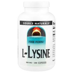 소스 네츄럴 Source Naturals, l-라이신, 500mg, 캡슐 200정