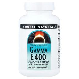 소스 네츄럴 Source Naturals, 감마 E 400, 토코트리에놀을 함유한 컴플리트 E 복합체, 소프트젤 60정