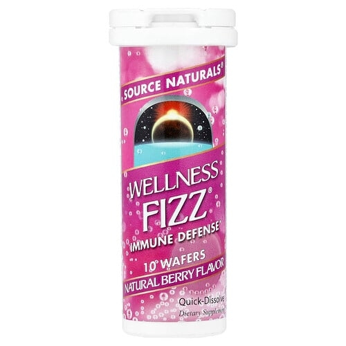 소스 네츄럴 Source Naturals, Wellness Fizz®, 면역 방어, 천연 베리 맛, 웨이퍼 10개 상세 이미지
