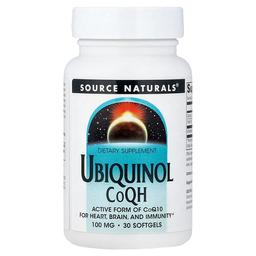 소스 네츄럴 Source Naturals, 유비퀴놀 CoQH, 100 mg, 30 캡슐