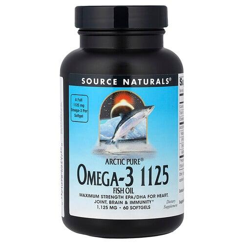 소스 네츄럴 Source Naturals, Arctic Pure®, 오메가3 피쉬 오일, 1,125mg, 소프트젤 60정 상품 이미지
