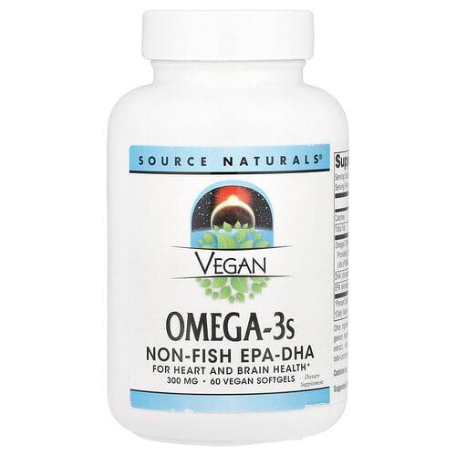 소스 네츄럴 Source Naturals, 비건 오메가3, 생선 무함유 EPA-DHA, 300mg, 비건 소프트젤 60정 상품 이미지