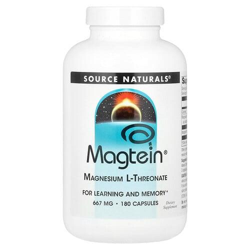 소스 네츄럴 Source Naturals, Magtein®, 마그네슘 L-트레온산, 캡슐 180정 상품 이미지