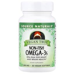 소스 네츄럴 Source Naturals, Vegan True®, 생선 무함유 오메가3, 300mg, 비건 소프트젤 30정