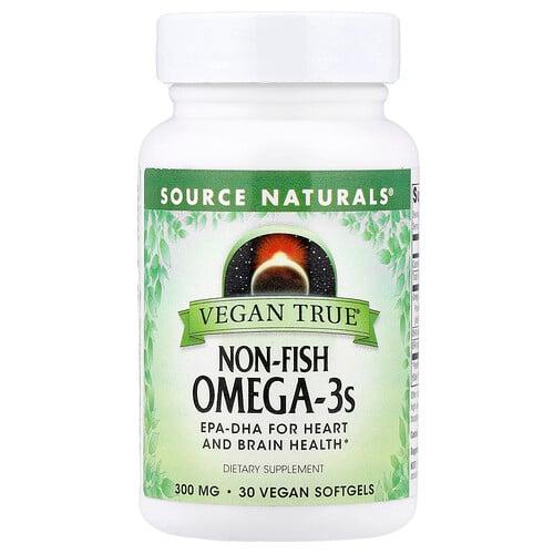소스 네츄럴 Source Naturals, Vegan True®, 생선 무함유 오메가3, 300mg, 비건 소프트젤 30정 상품 이미지