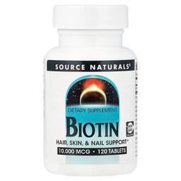 소스 네츄럴 Source Naturals, 비오틴, 10,000 mcg, 120 정