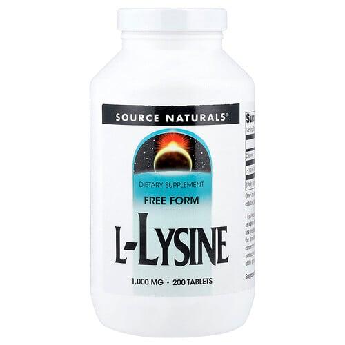 소스 네츄럴 Source Naturals, L-라이신, 1,000mg, 200정 상품 이미지