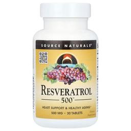 소스 네츄럴 Source Naturals, Resveratrol 500™, 500mg, 30정
