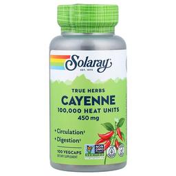 소라레이 Solaray, True Herbs, 카이엔, 450mg, 베지 캡슐 100정