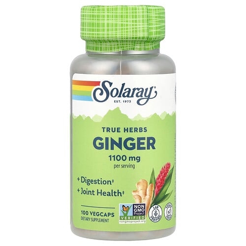 소라레이 Solaray, True Herbs, 생강, 베지 캡슐 100정(캡슐 1정당 550mg) 상세 이미지