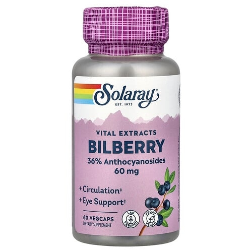 소라레이 Solaray, Vital Extracts, 빌베리, 60mg, 베지 캡슐 60정 상세 이미지