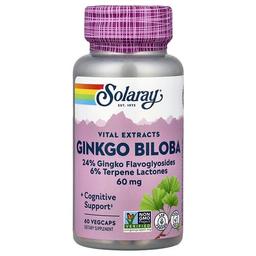 소라레이 Solaray, 바이탈 추출물, 은행나무, 60mg, 베지 캡슐 60정