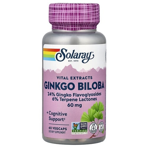 소라레이 Solaray, 바이탈 추출물, 은행나무, 60mg, 베지 캡슐 60정 상세 이미지