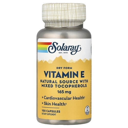 소라레이 Solaray, 건조 형태 비타민E, 165mg, 캡슐 100정 상세 이미지