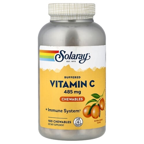 소라레이 Solaray, 완충형 비타민C 츄어블, 천연 오렌지, 500mg, 츄어블 100정 상세 이미지